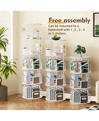 Flynama 5-Tier 360 Degree Rotating Book Tower Vertical Spinning Design Space-Saving Home Living Room Storage Organizer