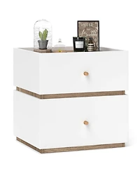 Costway 1 Pieces 2-Drawer Nightstand Modern Bedside Table with Storage Raised Edge for Living Room