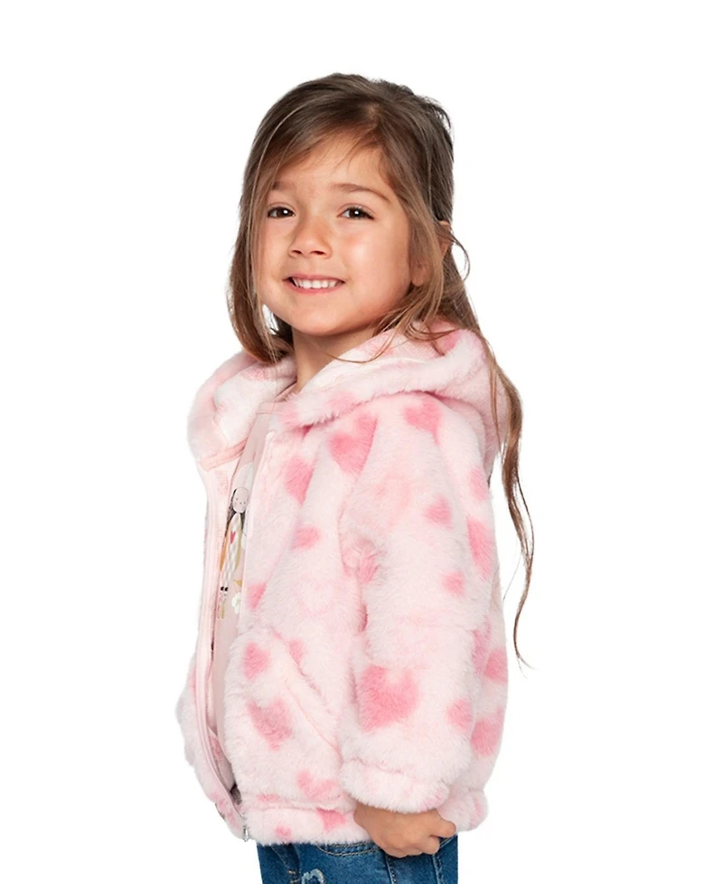Deux par Deux Little and Big Girl (6-8) Hooded Full Zip Faux Fur Jacket