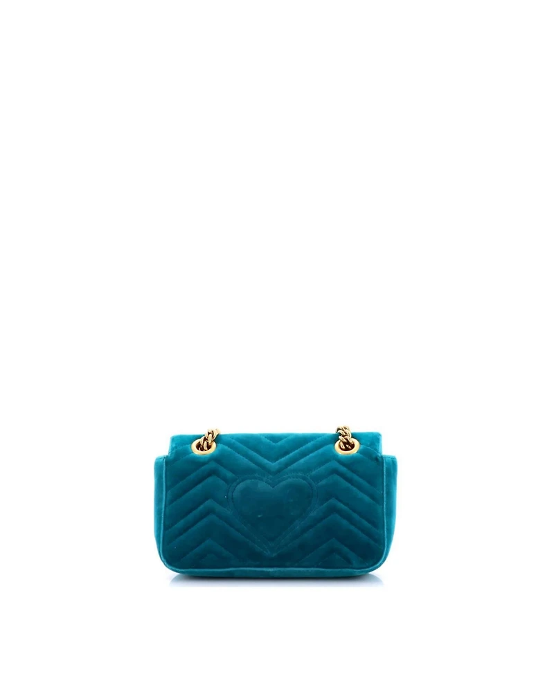 Pre-Owned Gucci Small Gg Marmont Flap Bag Matelasse Velvet