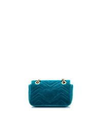 Pre-Owned Gucci Small Gg Marmont Flap Bag Matelasse Velvet