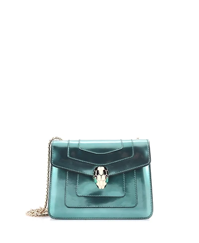 Pre-Owned Bvlgari Small Serpenti Forever Square Shoulder Bag Metallic Leather