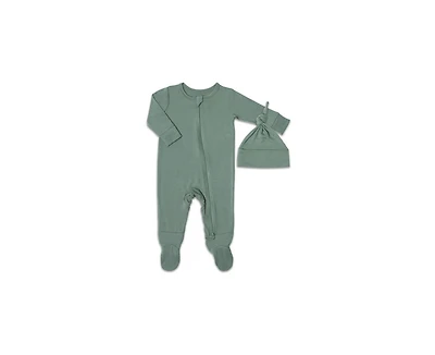 Baby Grey by Everly Boys Neutral Jersey Long Sleeve Footie & Hat Set
