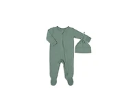 Baby Grey by Everly Boys Neutral Jersey Long Sleeve Footie & Hat Set