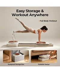 Fed Fitness Pilates Reformer Machine with Springs, Sitting Box and Jump Board, Heavy Steel Frame Fitness Equipment for Home and Studio