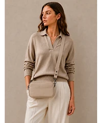 Susu Avery Pebble Leather Camera Bag Structured Crossbody Purse with Wide Strap