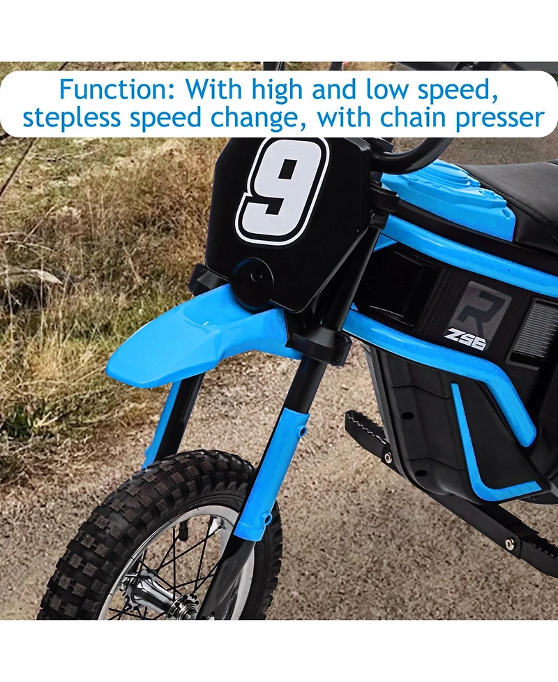 homfan 42.9x11.0x20.1 24V Kids Electric Ride-On Motorcycle, Remote Control, 350W Motor, Metal Frame, Outdoor Play