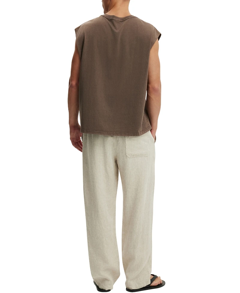 Cotton On Men's Baggy Worker Linen Relaxed-Fit Pants