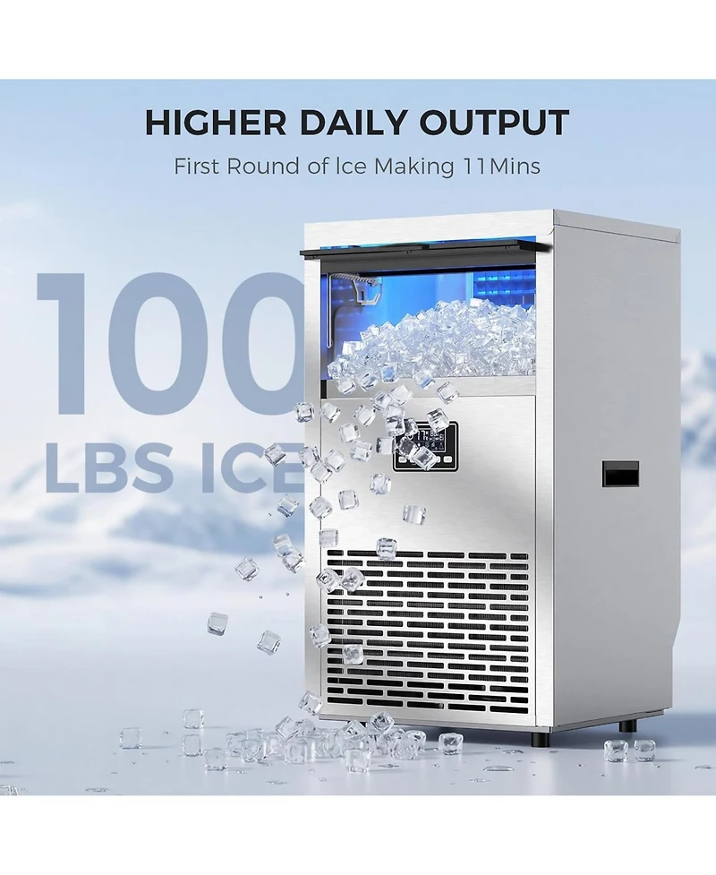 Cowsar 100lbs Commercial Ice Maker,Self-Cleaning