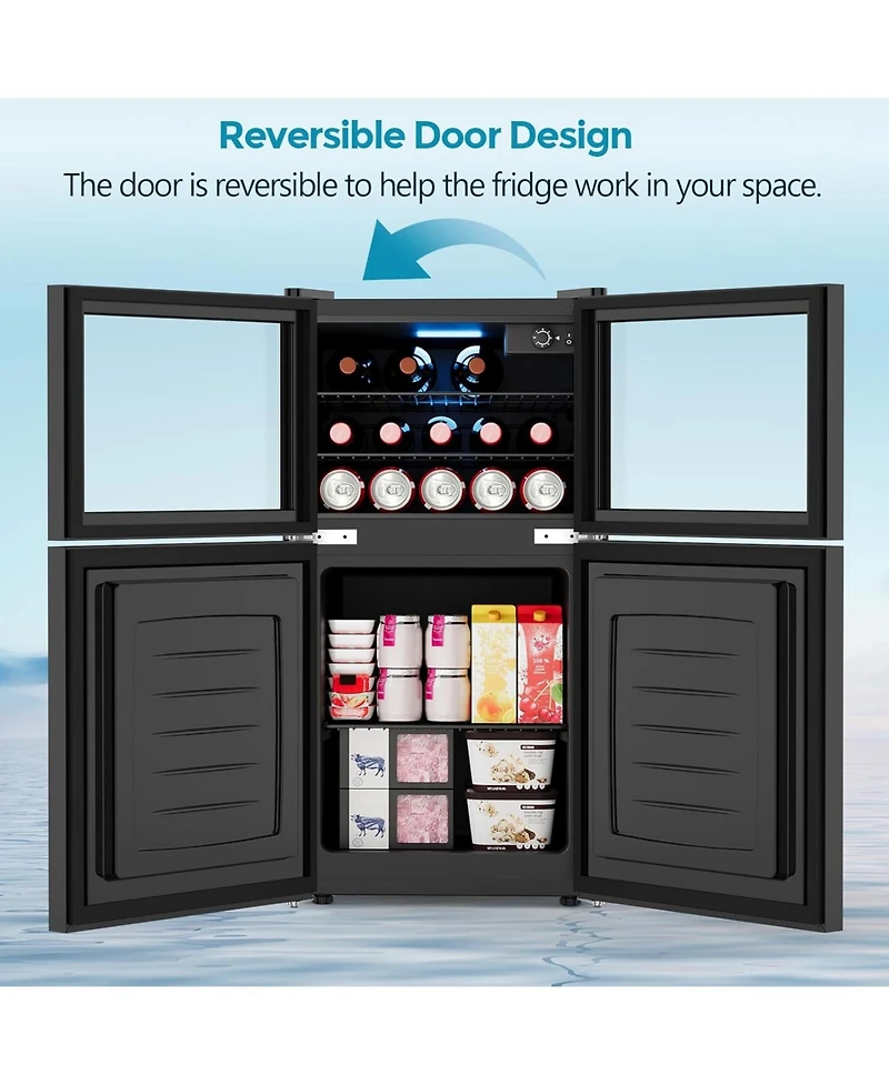 Cowsar 2.6 Cu.Ft Mini Fridge with Freezer,Compact Reversible Door Cooler
