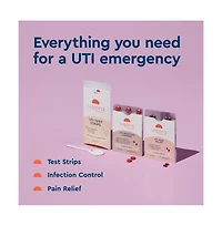 Uqora Uti Emergency Kit - 2 Urinary Tract Infection Test Strips, 12 Uti Pain Relief Tablets and 12 Infection Control Tablets