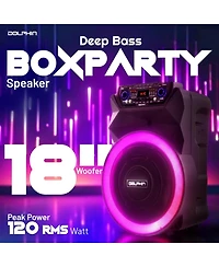 Dolphin BoxParty 18" Bluetooth Speaker System with Led Lights and Microphone Portable Dj Party Speaker
