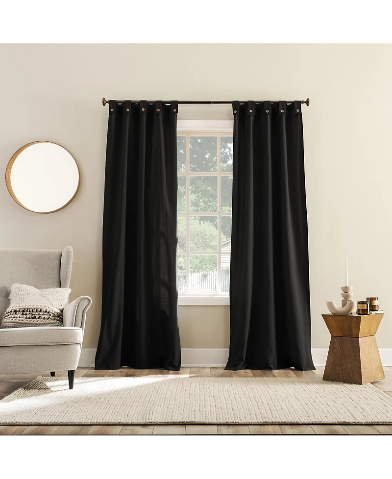 Cotton Blend Button Tab Top Curtain
