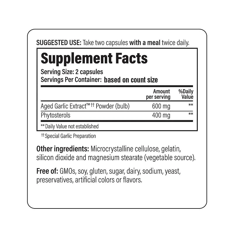 Kyolic Aged Garlic Extract Formula 107, Phytosterols for Cholesterol Support, 240 Capsules