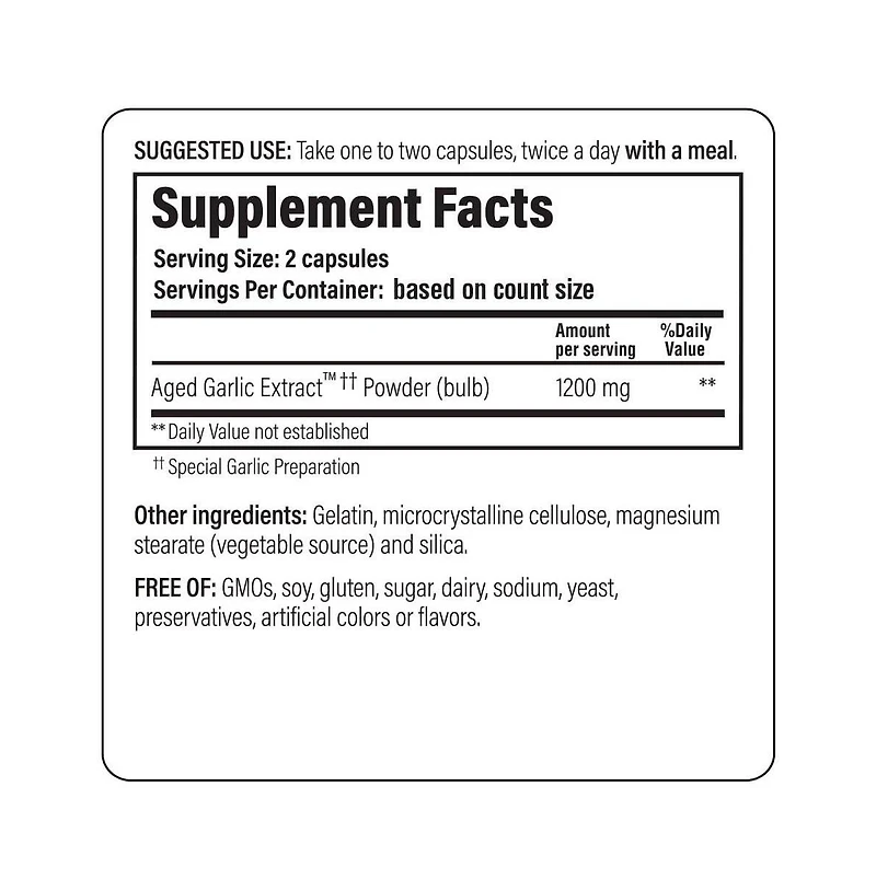 Kyolic Aged Garlic Extract Formula 200, Cardiovascular and Immune, Reserve, 60 Capsules