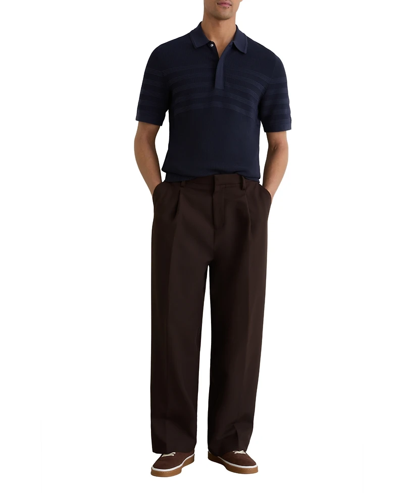 Reiss Men's Falklands Cotton-Blend Textured-Knit Half-Zip Polo Shirt