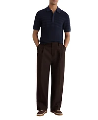 Reiss Men's Falklands Cotton-Blend Textured-Knit Half-Zip Polo Shirt