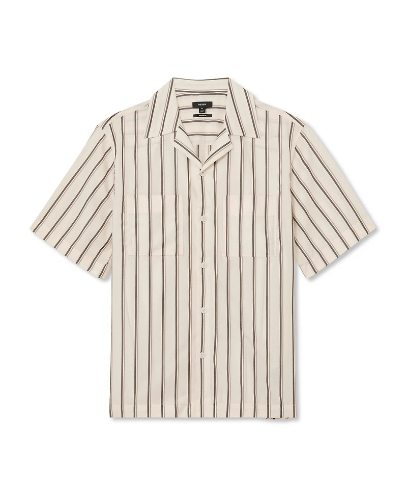 Reiss Men's Saint Lyocell Stripe Relaxed Cuban-Collar Shirt