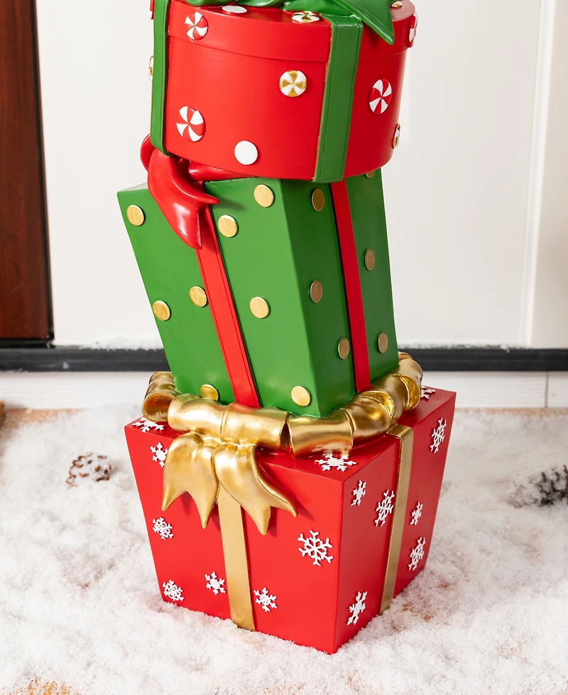 Glitzhome 30.25" Christmas Stacked Gift Box Porch Decor