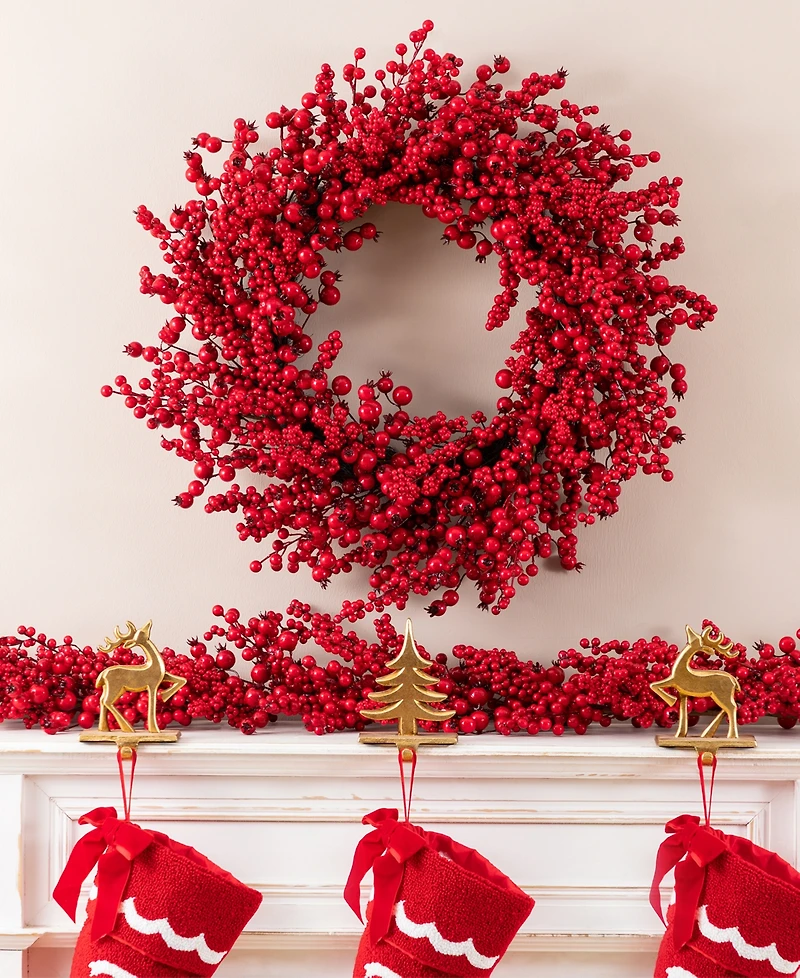 Glitzhome 6-Ft. Christmas Full Berry Garland