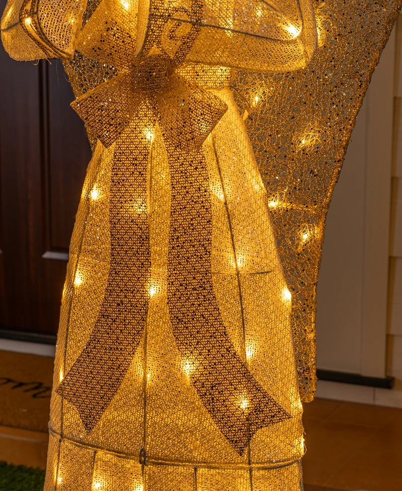 Glitzhome 63" Glittered Fabric Angel Decor