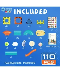 Contixo 110-Piece Light-Up 3D Magnetic Marble Run Tiles Stem Building Set with Glow Marbles for Kids Ages 3+