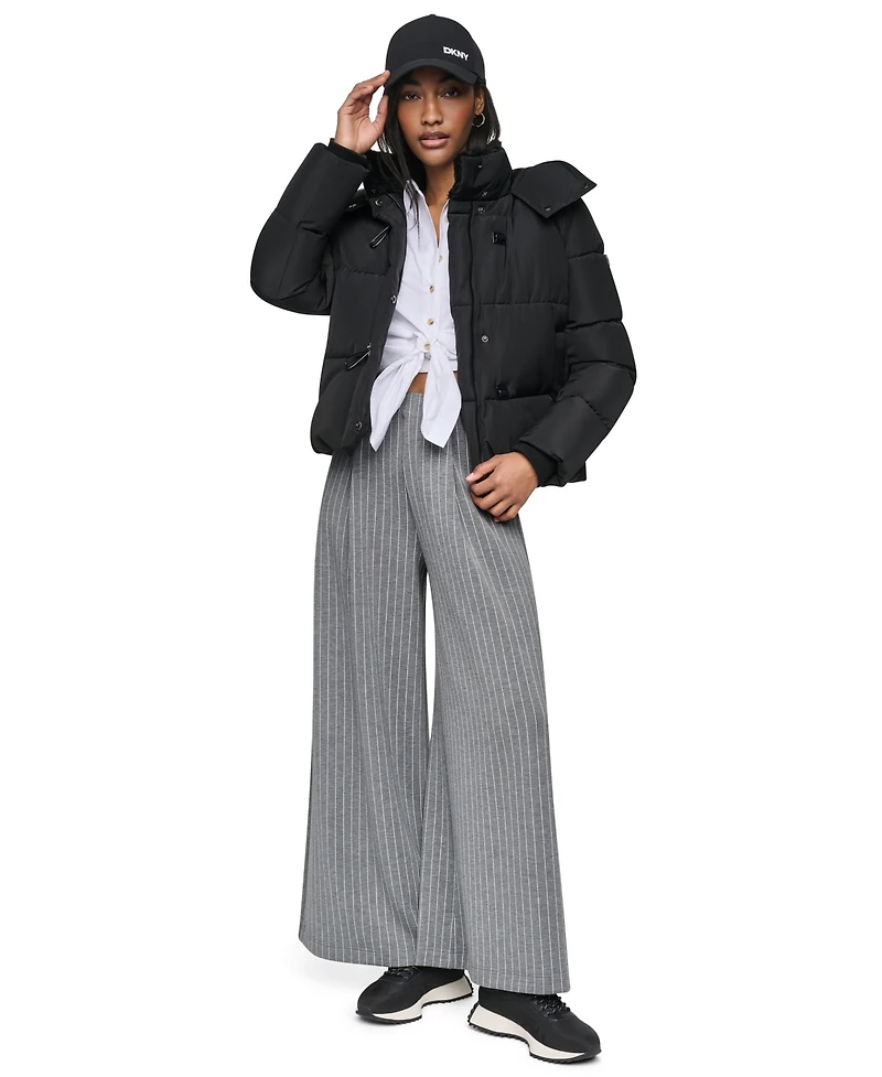 Dkny Women's Short Toggle Stand Collar Puffer Coat