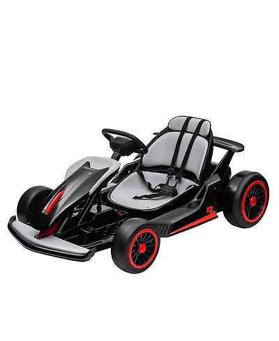 homfan 49.6 x 26.6 11.0 Inch Kids Electric Drift Go Kart, 24V Battery Powered Racing Kart with 10 Mph Speed, 2 Motor for Outdoor Fun