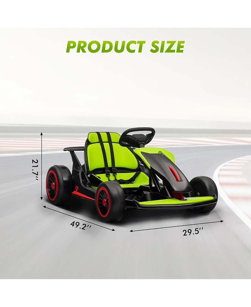 homfan 49.6 x 26.6 x 11.0 Inch Kids Electric Drift Go Kart, 24V Battery Powered Racing Kart with 10 Mph Speed