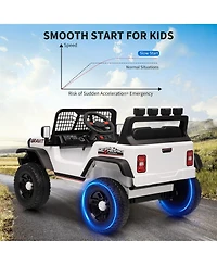 homfan 12V Electric Ride-On Truck, Remote Control, 3 Speeds up to 5MPH, Coil Suspension, Led Lights, Music, Rechargeable Battery, Single Seat, Perfect
