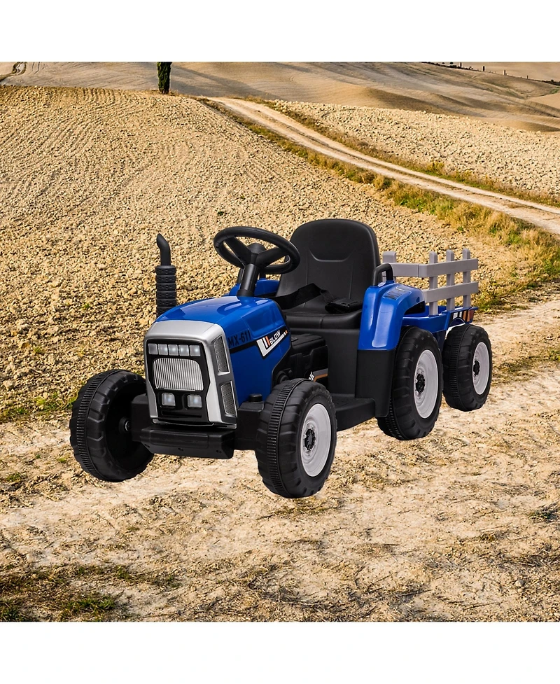 homfan 12V Kids Electric Ride-On Tractor with Trailer