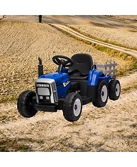 homfan 12V Kids Electric Ride-On Tractor with Trailer