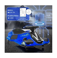 homfan Ride On Drift Kart, 24V Electric Go Kart with 180W Brushless Motors, Up to 7.5 mph Variable Speed Battery Powered Outdoor Ride On Toy for Kids