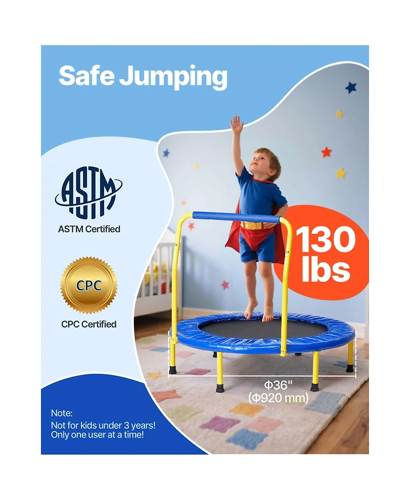 Vevor Trampoline for Kids Indoor/Outdoor Foldable Baby Toddlers Trampoline