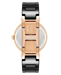 Anne Klein Women's Quartz Black Round Dial Black Ceramic Bracelet Watch 33mm x 38.5mm