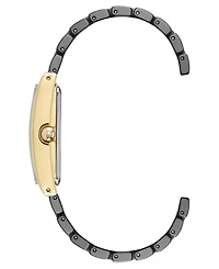 Anne Klein Women's Quartz Rectangle Black Dial Gold-Tone Black Bracelet Watch 28mm x 35mm