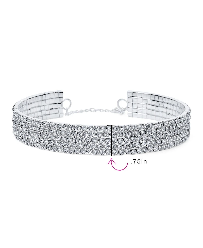 Bling Jewelry Simple Classic Sparkly Rhinestone Necklace Rhodium Plated