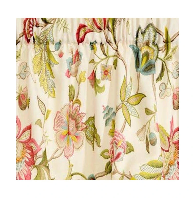 Ellis Curtain Brissac Jacobean Floral Lined Scallop Room Darkening Valance 70"x17" Red