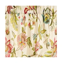 Ellis Curtain Brissac Jacobean Floral Lined Scallop Room Darkening Valance 70"x17" Red
