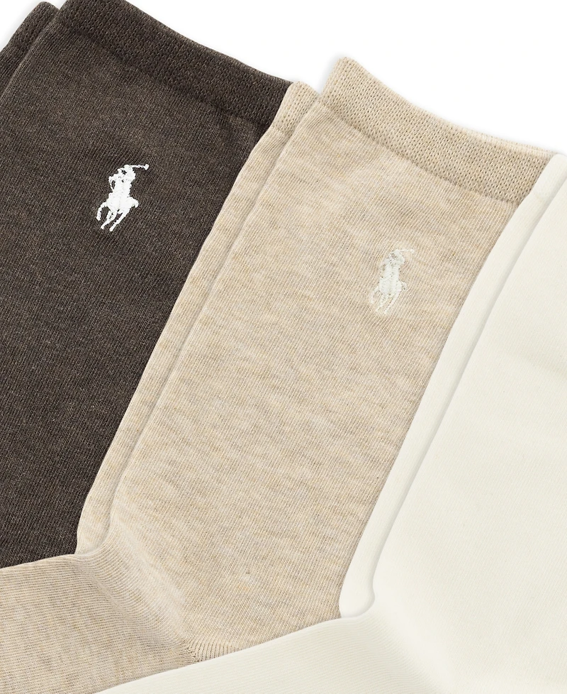 Polo Ralph Lauren Women's Flat Knit Crew Solid Socks, 3-Pack