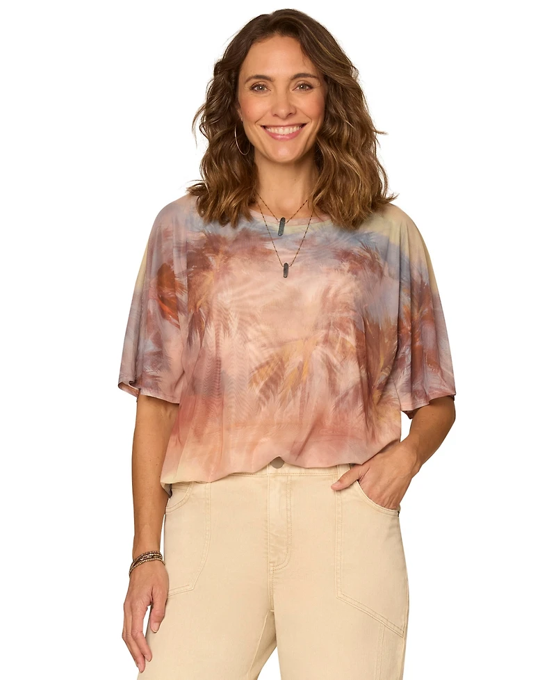 Democracy Women's Printed Scoop Neck Knit Top