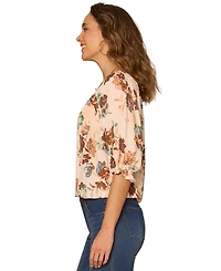 Democracy Women's Printed Scoop Neck Woven Top