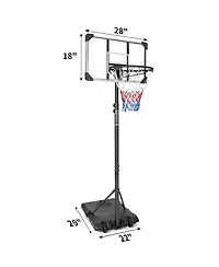Zeny Portable Basketball Goal System with Stable Base and Wheels, use for Indoor Outdoor teenagers youth height adjustable 5.6 to 7ft Hoop