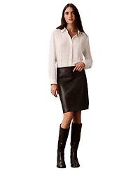 Calvin Klein Women's Long-Sleeve Collared Neck Shirt