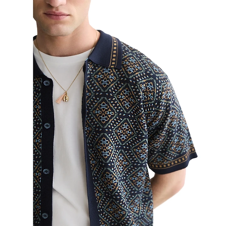 Scotch & Soda Men's Jacquard Knitted Short-Sleeve Shirt