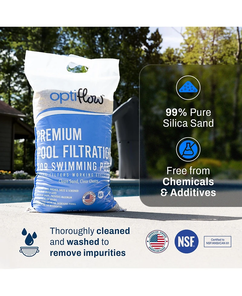 OptiFlow 50Lb Premium Pool Filtration Angular Sand with Pure Silica Formula, 2 Pack