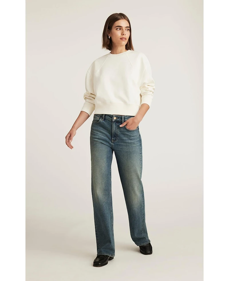Mavi Jeans Women's Taylor High Rise Straight Leg Mid Used Gold Premium