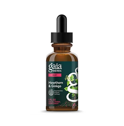 Gaia Herbs Hawthorn and Ginkgo Regenerative Certified Tinctures 1 fl oz