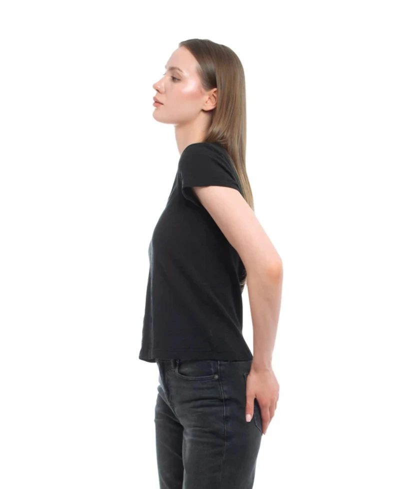 Wilt Women's Slim Deep V-Neck Rib Back Tee