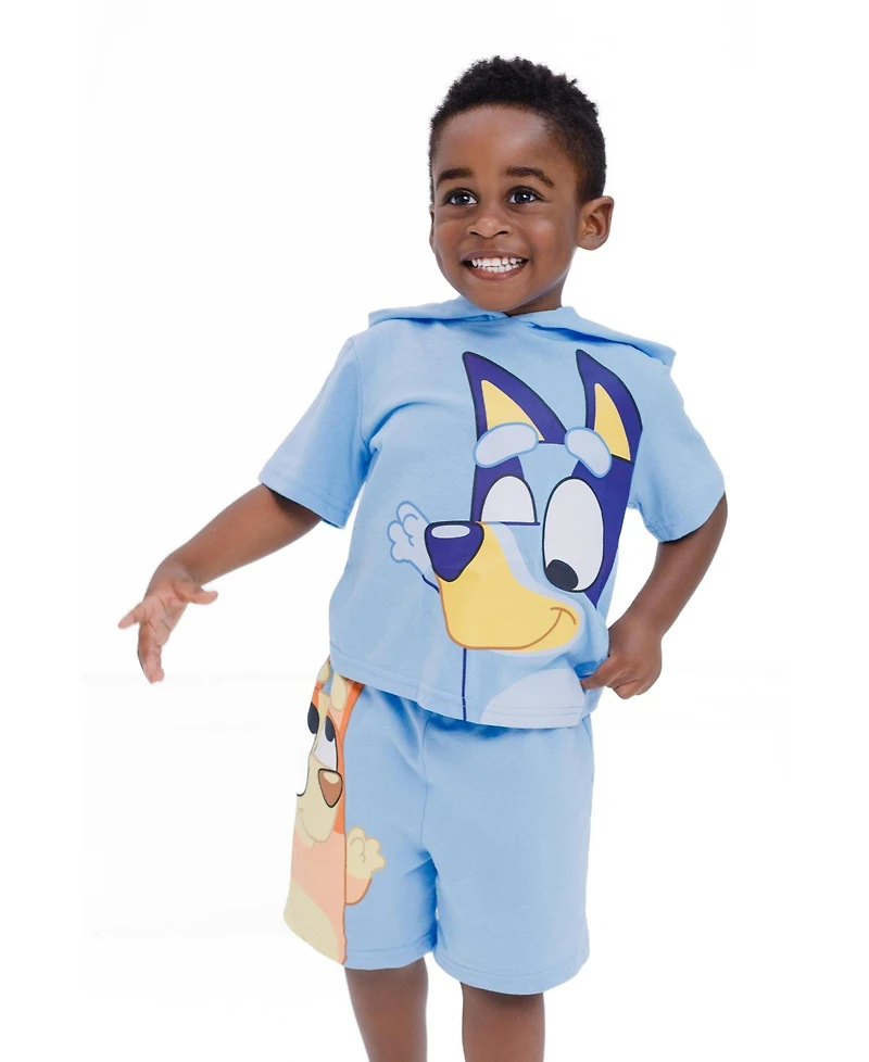 Bluey Boys' (6-12) 2-Piece Hooded Tee and Shorts Set